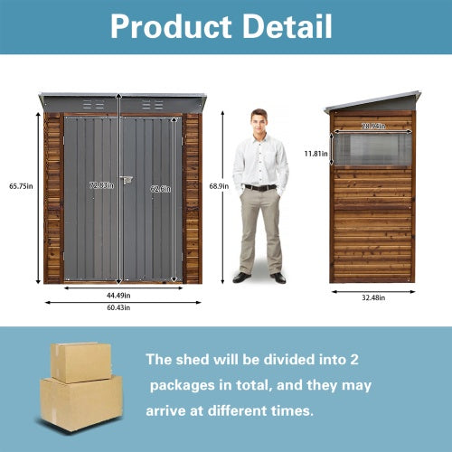 3x5 FT Iron Wood Combination Tool Shed