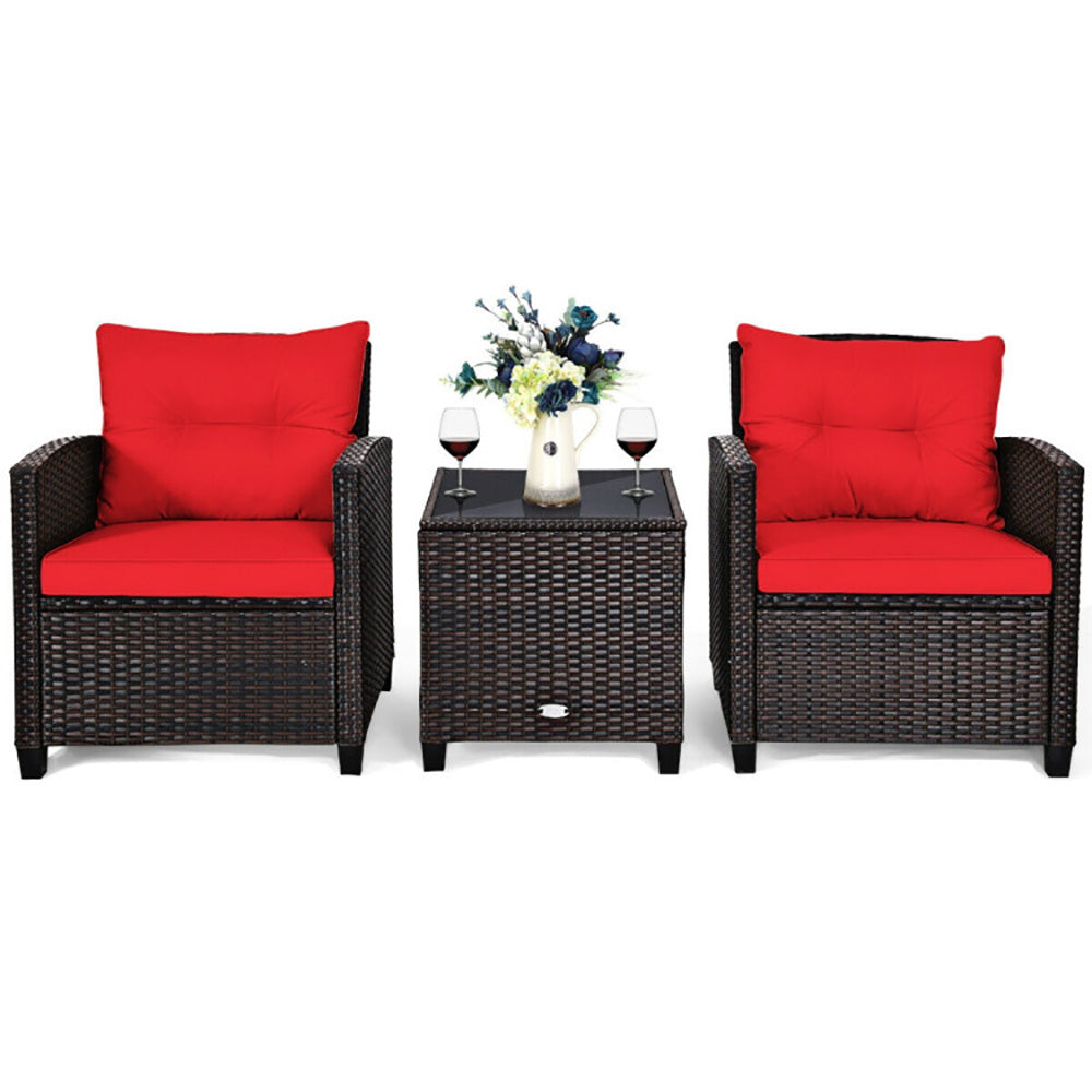 3 Piece Rattan Patio Furniture Set