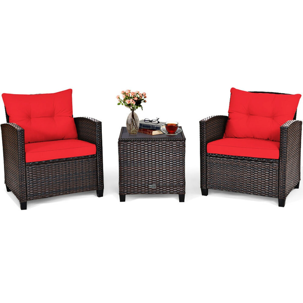 3 Piece Rattan Patio Furniture Set