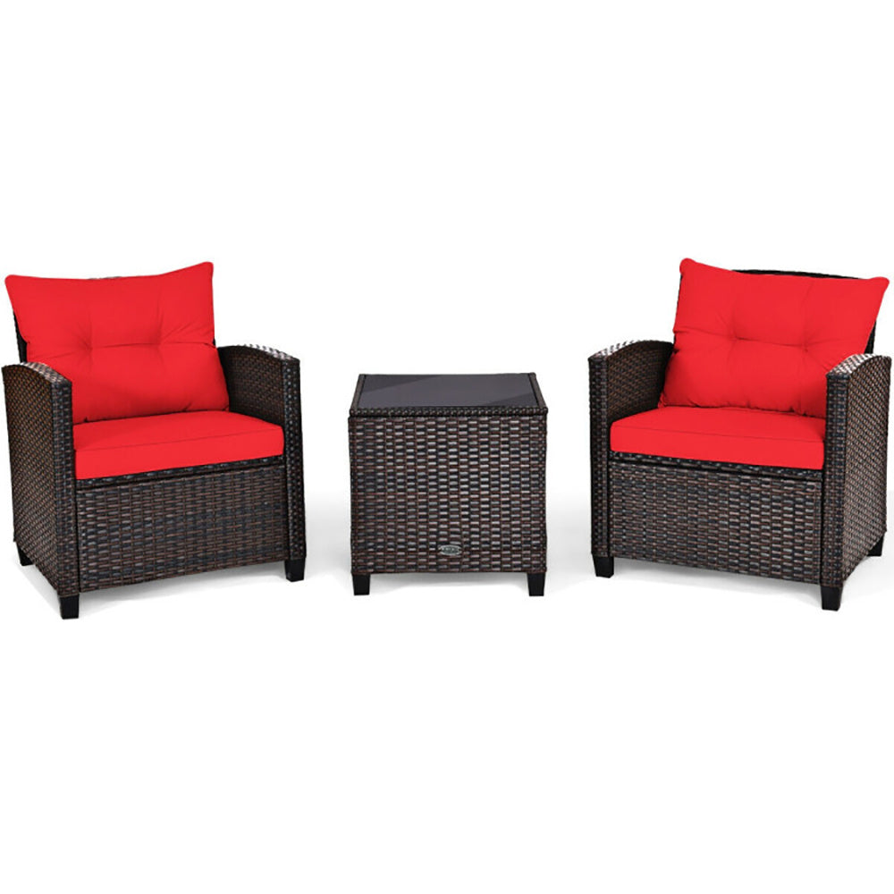 3 Piece Rattan Patio Furniture Set