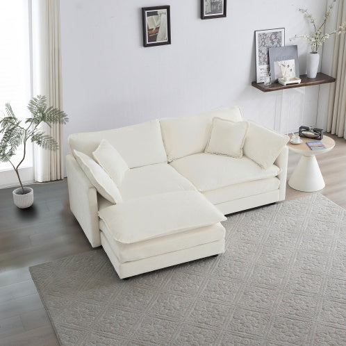 Chenille L-Shaped Sectional With Ottoman