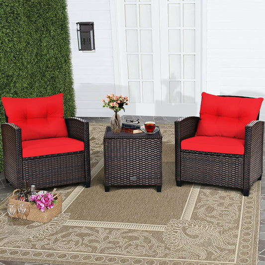 3 Piece Rattan Patio Furniture Set