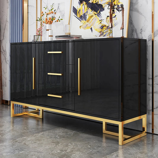 Modern Stainless Steel Black Gold Sideboard