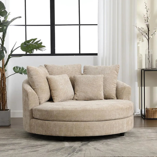Oversized Chenille Barrel Chair w/ Optional Ottoman