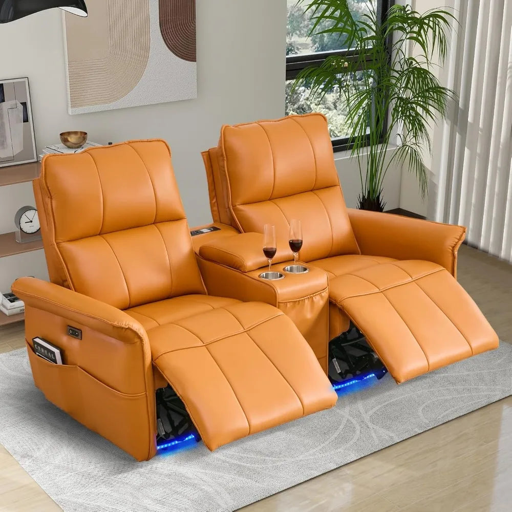 Power Reclining Loveseat Sofa with Cup Holders/USB Outlet