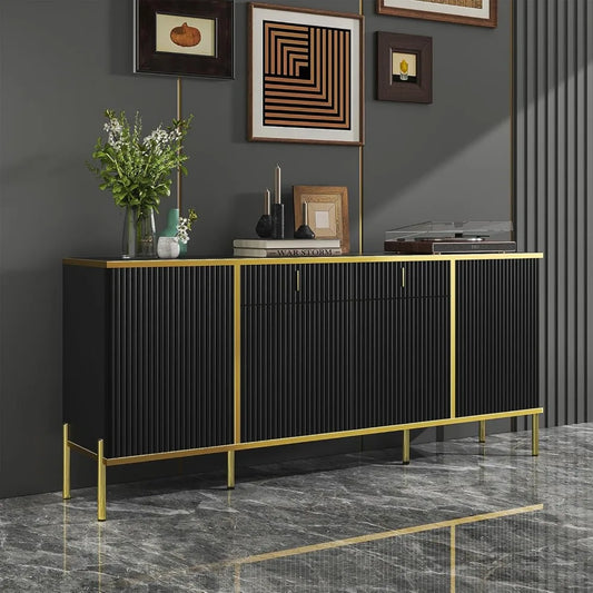 60” Fluted Sideboard Buffet Cabinet with Adjustable Shelves