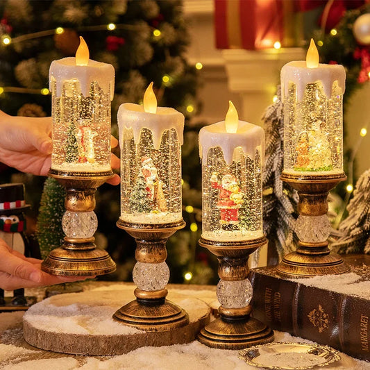 Illuminating Crystal Snow Christmas Candle