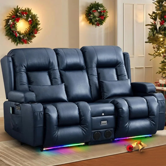 Power Loveseat Recliner with Massage & Heat Feature