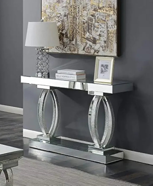 Silver Rectangular Mirror Sofa Table