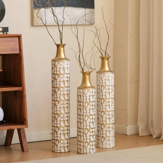 Gold Metallic Metal Vase Centerpiece (Set of3)