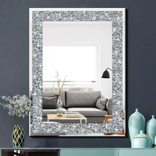 24x32inch Crystal Crush Diamond Rectangle Silver Mirror