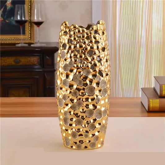 Gold Ceramic Porcelain Vase