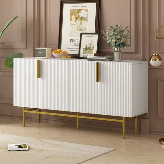 Elegant Gold Metal Handle Buffet Cabinet