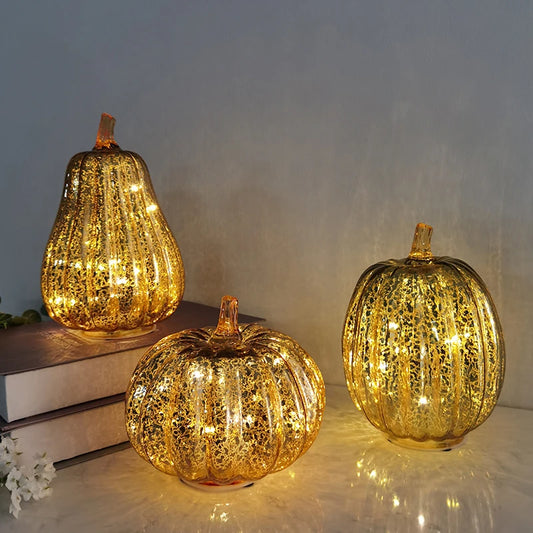Glass Halloween Pumpkin Lantern Battery Operated