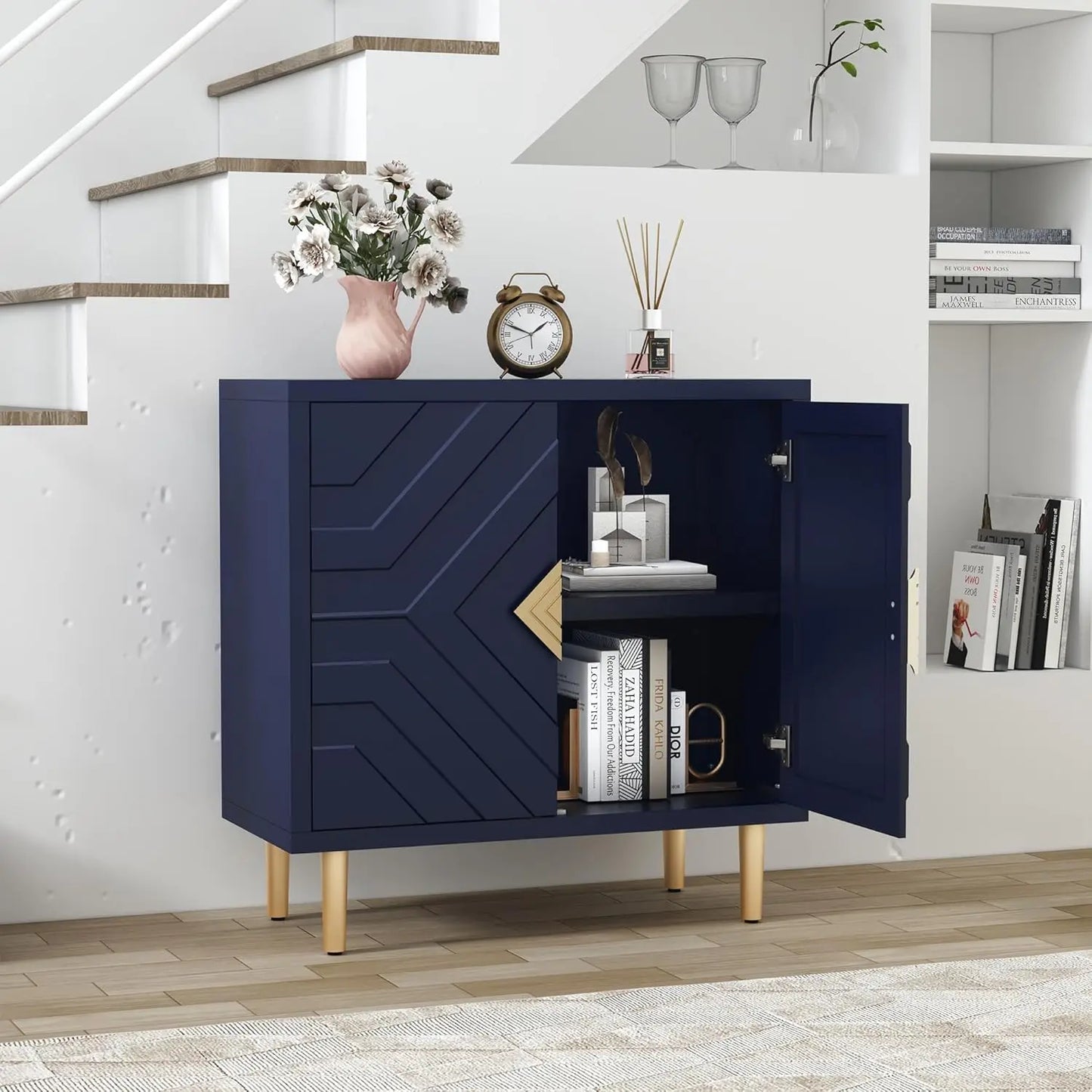 Decorative Embossed 2-Door Accent Cabinet