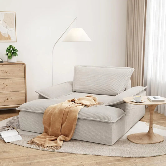 59" Corduroy Oversized Chaise Lounge Sleeper Chair