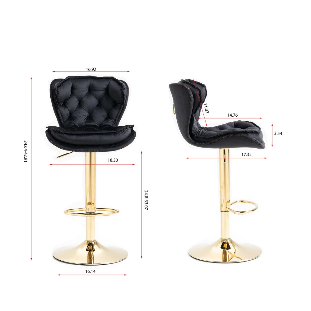 Height Adjustable Swivel Bar Stools w/Chrome Footrest Base (Set of 2)