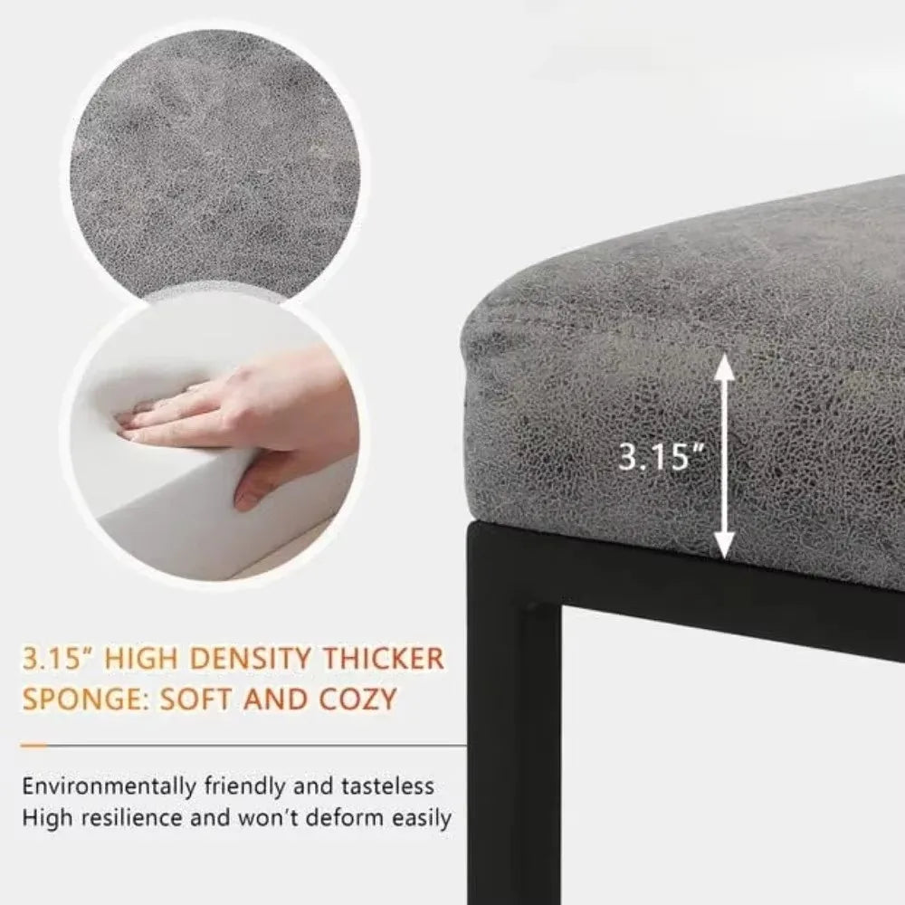 Upholstered Fabric Counter Height Bar Stools w/Footrest & Metal Legs