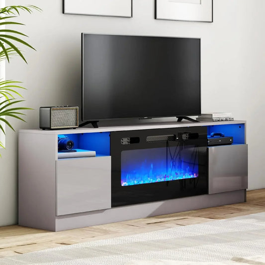 LED Light Entertainment Center with 36" Electric Fireplace